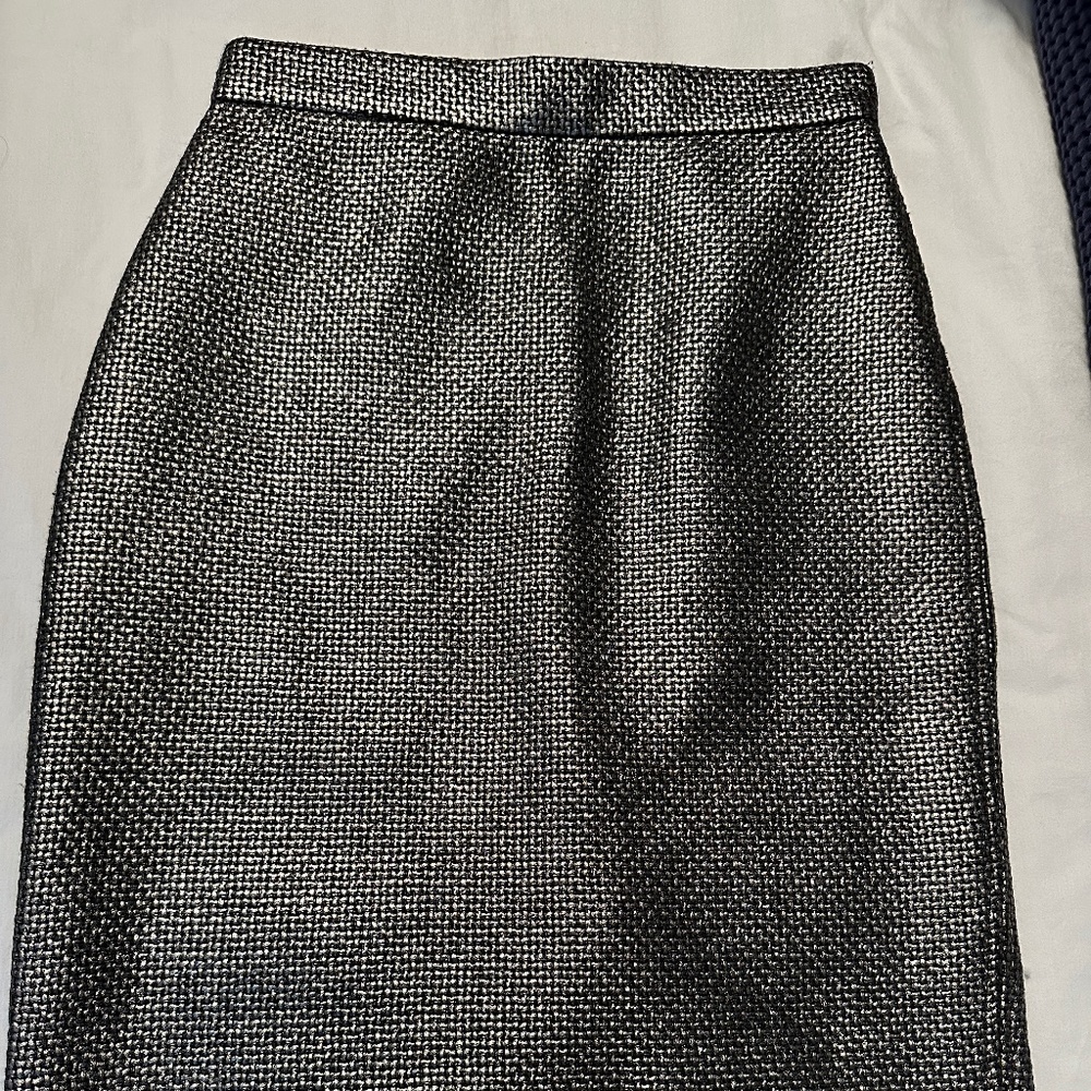 Silver metallic pencil skirt